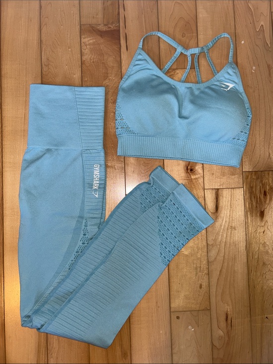 Gymshark Other - Gymshark Powder Blue Seamless Workout Set - Bra & Leggings